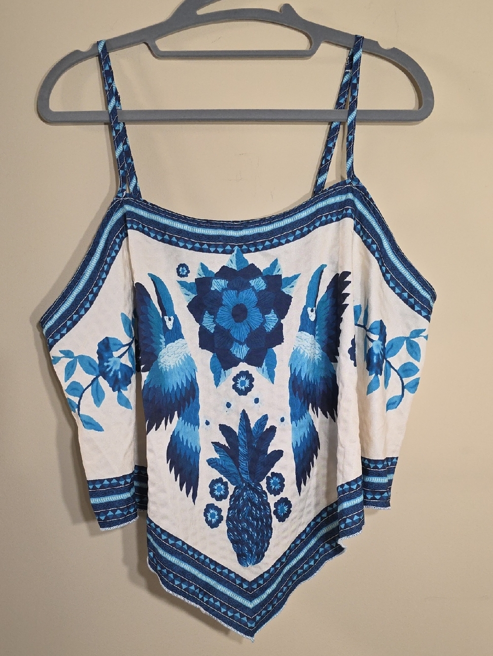 SHEIN Tropical Blue Bandana Handkerchief Top - Picture 2 of 5